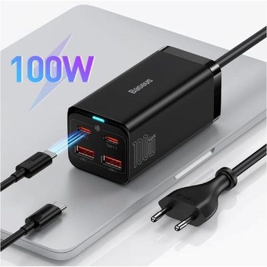 Зарядний пристрій Baseus Wall Charger GaN3 Pro 2xUSB 2xUSB C 100W Black