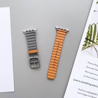 Double Genuine Leather Watch Band Orange/Grey (BLAP181275) для Apple Watch 38/40/41mm