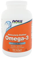 NOW Foods Omega-3 Molecularly Distilled Softgels 500 caps