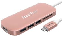 HooToo Shuttle USB-C to USB-C+HDMI+3xUSB 3.0+SD Hub Rose Gold (HT-UC001-RG)