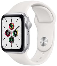 Apple Watch SE 44mm GPS Silver Aluminum Case with White Sport Band (MYDQ2)
