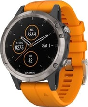 Смарт-часы Garmin Fenix 5 Plus Sapphire Titanium with Solar Flare Orange Band (010-01988-04)