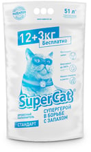 Наполнитель туалетов SuperCat для котов стандарт впитывающий 15 кг (50 л)