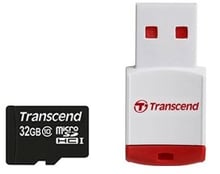 Transcend 32GB microSDHC Class 10 + USB2.0 reader (TS32GUSDHC10-P3)