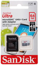 SanDisk 64GB microSDXC Class 10 UHS-I Ultra + adapter (SDSQUNS-064G-GN3MA)