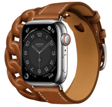 Apple Watch Series 7 Hermes 41mm GPS+LTE Silver Stainless Steel Case with Gourmette Double Tour