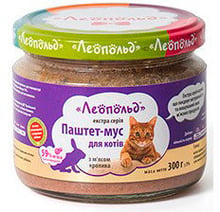 Влажный корм для кошек Леопольд Паштет-мусс с кроликом упаковка 300 г х 6 шт. (4820185490320-6)