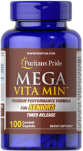 Puritan's Pride Mega Vita Min Multivitamin for Seniors Timed Release Мультивитамины для пожилых 100 капсул