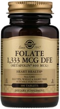 Solgar Folate As Metafolin, 800 mcg, 100 Tab Фолиевая кислота, Метафолин