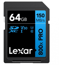Lexar 64GB SDXC Class 10 UHS-I U3 V30 High Performance 800x Pro (LSD0800P064G-BNNNG)