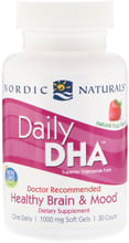 Nordic Naturals Daily DHA, Natural Fruit Flavor, 1,000 mg, 30 Soft Gels (NOR-01816)