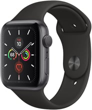 Apple Watch Series 5 44mm GPS Space Gray Aluminum Case with Black Sport Band (MWVF2)