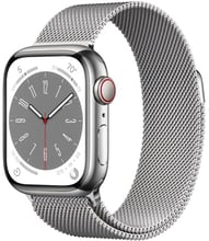 Apple Watch Series 8 45mm GPS+LTE Silver Stainless Steel Case with Silver Milanese Loop (MNKJ3)