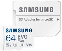 Samsung 64GB microSDXC Class 10 UHS-I U1 V10 A1 Evo Plus + adapter (MB-MC64KA/EU)