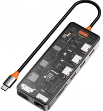 WIWU Adapter Cyber CB011 11in1 USB-C to 3xUSB3.0+USB2.0+USB-C+SD+MicroSD+VGA+HDMI+RJ45+3.5mm Space Gray