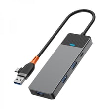 WIWU Linker Adapter A431C USB/USB-C to USB-C+3xUSB3.0 Gray