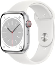 Apple Watch Series 8 45mm GPS+LTE Silver Aluminum Case with White Sport Band