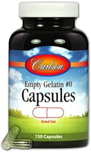 Carlson Labs Empty Gelatin #0 Capsules, 150 Capsules (CAR-09420)