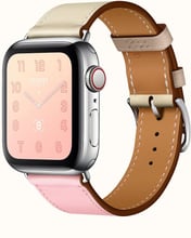 Apple Watch Series 4 Hermes 40mm GPS+LTE Stainless Steel Case with Rose Sakura/Craie/Argile Swift Single Tour (H078727CJAE)