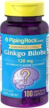 Piping Rock Ginkgo Biloba Extract 120 mg Full Spectrum Nutrition 100 Capsules Экстракт гинко билоба