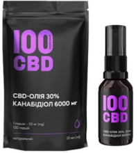 100 CBD 30% 120 до, 20 мл 6000 мг CBD у скляному флаконі