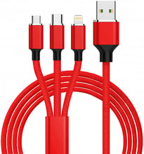 XOKO USB Cable to Lightning/microUSB/USB-C 1.2m Red (SC-330-RD)