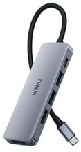 WIWU Adapter Alpha 541BC USB-C to 3xUSB+USB3.0+PD 100W Grey