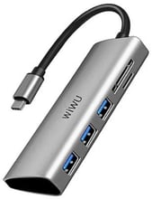WIWU Adapter Alpha 532ST USB-C to USB-C+3xUSB3.0+SD Grey