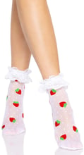 Носки с клубничным принтом Leg Avenue Strawberry ruffle top anklets One size
