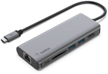 Belkin Adapter USB-C to HDMI + SD + 2xUSB + RJ45 + USB-C Grey (AVC008BTSGY)