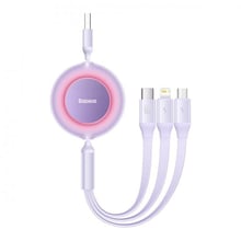 Baseus USB Cable to Micro USB/Lightning/Type-C Bright Mirror 2 Series Retractable 66W 1.1m Purple (CAMJ010105)