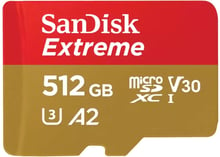 SanDisk 512GB microSDXC Class 10 UHS-I U3 A2 V30 Extreme (SDSQXAV-512G-GN6MN)