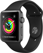 Apple Watch Series 3 42mm GPS Space Gray Aluminum Case with Black Sport Band (MQL12)