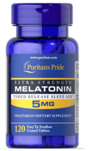 Puritan's Pride Melatonin 5 mg Timed Release Мелатонин медленного высвобождения 120 таблеток