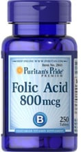 Puritan's Pride Folic Acid 800 mcg 250 tabs