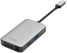 WIWU Adapter Alpha 513HVP USB-C to USB3.0+USB-C+VGA+HDMI+3.5mm Grey