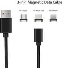 XOKO USB Cable to Lightning/microUSB/USB-C Magneto Leather 1m Black (SC-360MGNT-BK)