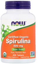 Now Foods Certified Organic Spirulina, 500 mg, 200 Tablets (NF2698)