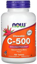 NOW Foods Chewable C-500 Витамин С жевательный со вкусом вишни и ягод 100 таблеток