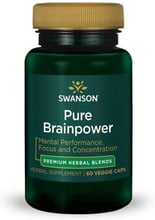 Swanson Ultra Pure Brainpower Улучшение памяти и работы мозга 60 веганских капсул