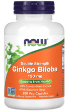 NOW Foods Ginkgo Biloba Double Strength 120 mg 200 veg caps