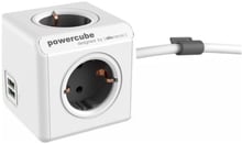 Allocacoc Powercube Extended на 4 розетки + 2 USB серый (1402GY/DEEUPC)