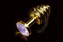 Вита золотиста анальна пробка з кристалом Пікантні Штучки (бузковий)