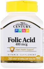 21st Century Folic Acid, 400 mcg, 250 Tablets