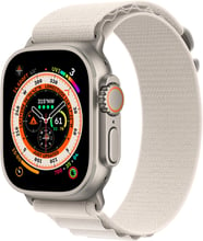 Apple Watch Ultra GPS + Cellular 49mm Titanium Case with Starlight Alpine Loop - Medium (MQF03/MQFR3)