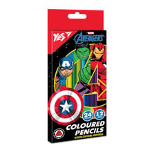 Карандаши цветные YES 12 шт 24 цвета Marvel Avengers (290678)