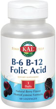 KAL Vitamin B6, B12 and Folic Acid Berry flavour Витамин B6, B12 и Фолиева кислота со вкусом ягод 60 жевательных таблеток