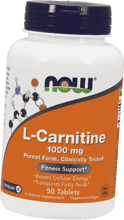 Now Foods L-Carnitine, 1000 mg, 50 TABS L-карнитин