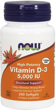 Now Foods Vitamin D-3 5,000 IU Softgels 240 caps