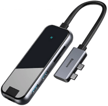 Baseus Adapter Dual USB-C to 2хHDMI+2хUSB3.0+SD+RJ45 Space Gray (CAHUB-FZ0G)